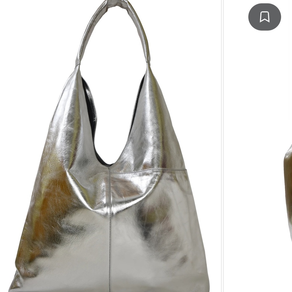 Brix + Bailey Geniune Leather Silver Tote Bag